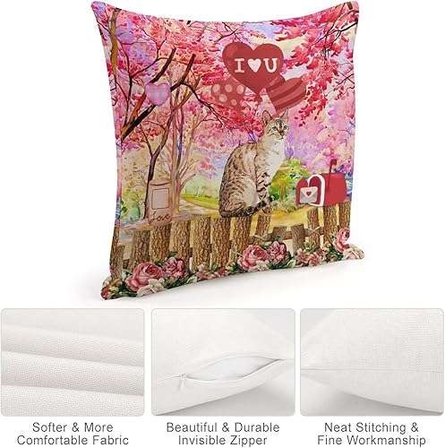 Miniatura 3 de Cojines Decorativos para Sala - Lindos gatos con amor corazón de corazón para valla, fundas de almohada decorativas para decoración del hogar, 18