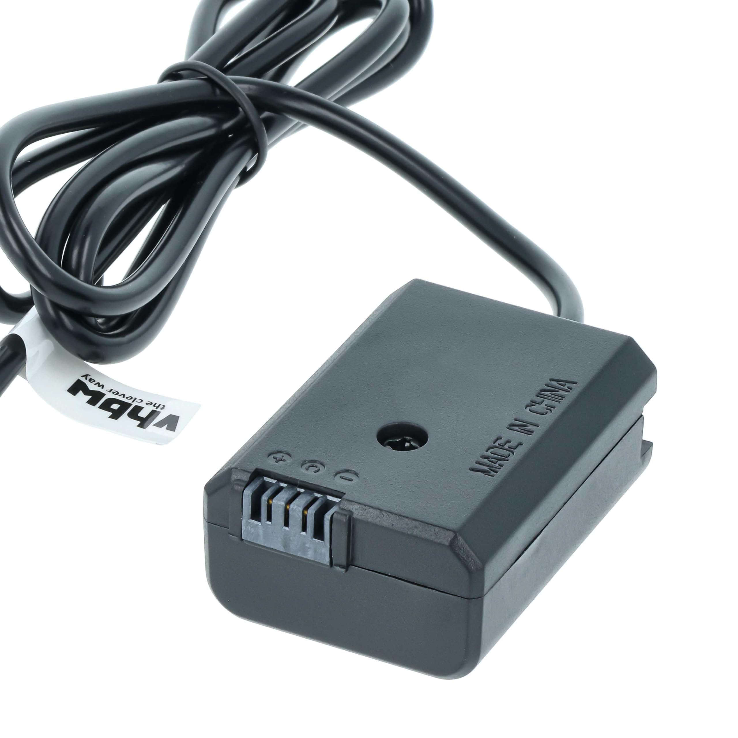 vhbw alimentatore, cavo di alimentazione compatibile con Sony Alpha 6100, 6300, 6400, 6500 fotocamera, SLR - 2 m + accoppiatore DC