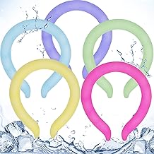 Preboun 5 Pcs Neck Cooling Tube Ice Cooling Ring Reusable Neck Wraps Wearable Hands Free Cold Ice Pack Gel for Hot Weather Summer Outdoor Indoor Heat Dissipation(Classic,Bright Colors)