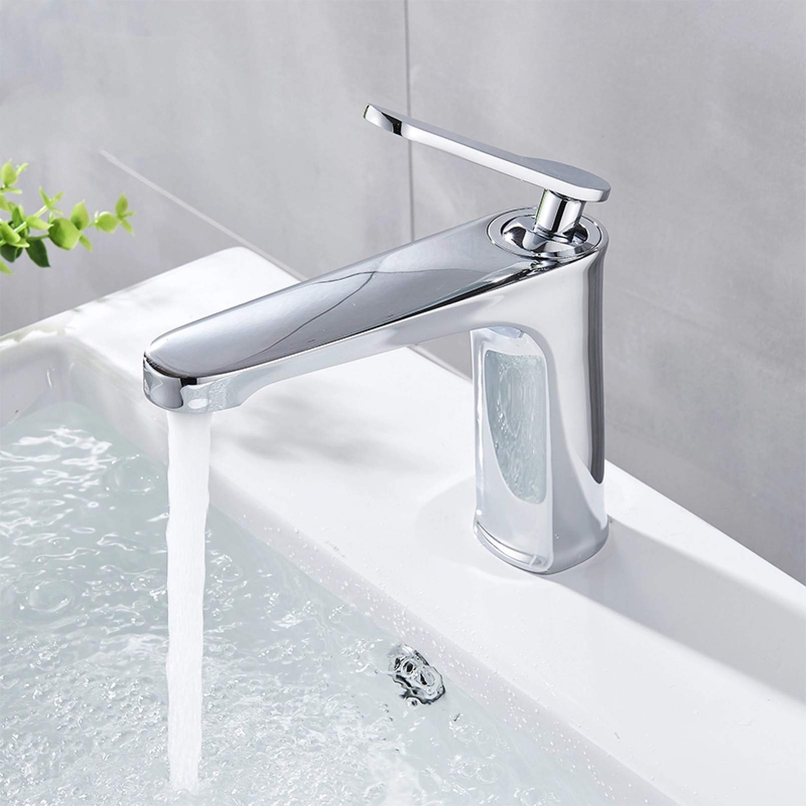Robinet d'évier salle de bain monotrou chrome avec poignée unique de lavabo