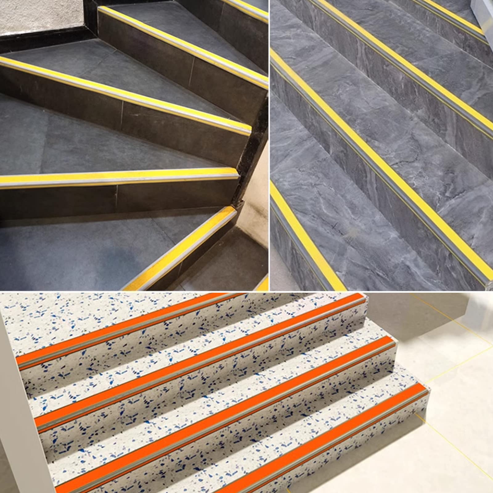 Tira protectora de esquina antideslizante de PVC amarillo, 500 cm de largo x 3 x 7 cm de ancho, borde de goma para uso en interiores y exteriores, protector de borde seguro para niños y mascotas