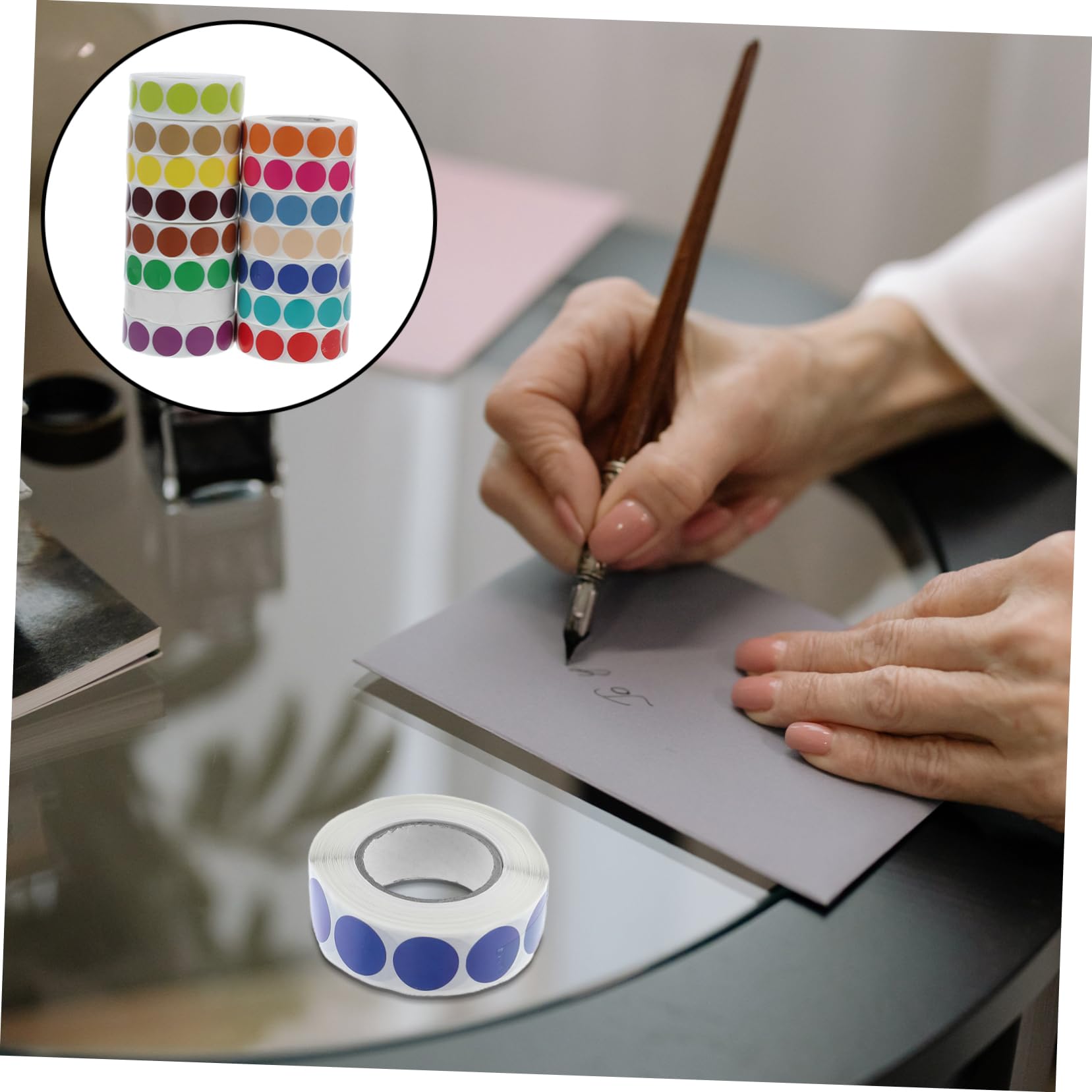 Tofficu Étiquettes Autocollantes Rondes à Pois 15 Pcs en Papier pour Identification Couleur Facile, Adhésives et Inscriptibles, pour Maison et Restaurants Couleur Aléatoire