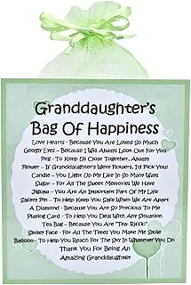 Granddaughter's Bag of Happiness (Green)- Unique Sentimental Novelty Keepsake Gift & Greetings Card/Birthday Present/Gift for a Granddaughter