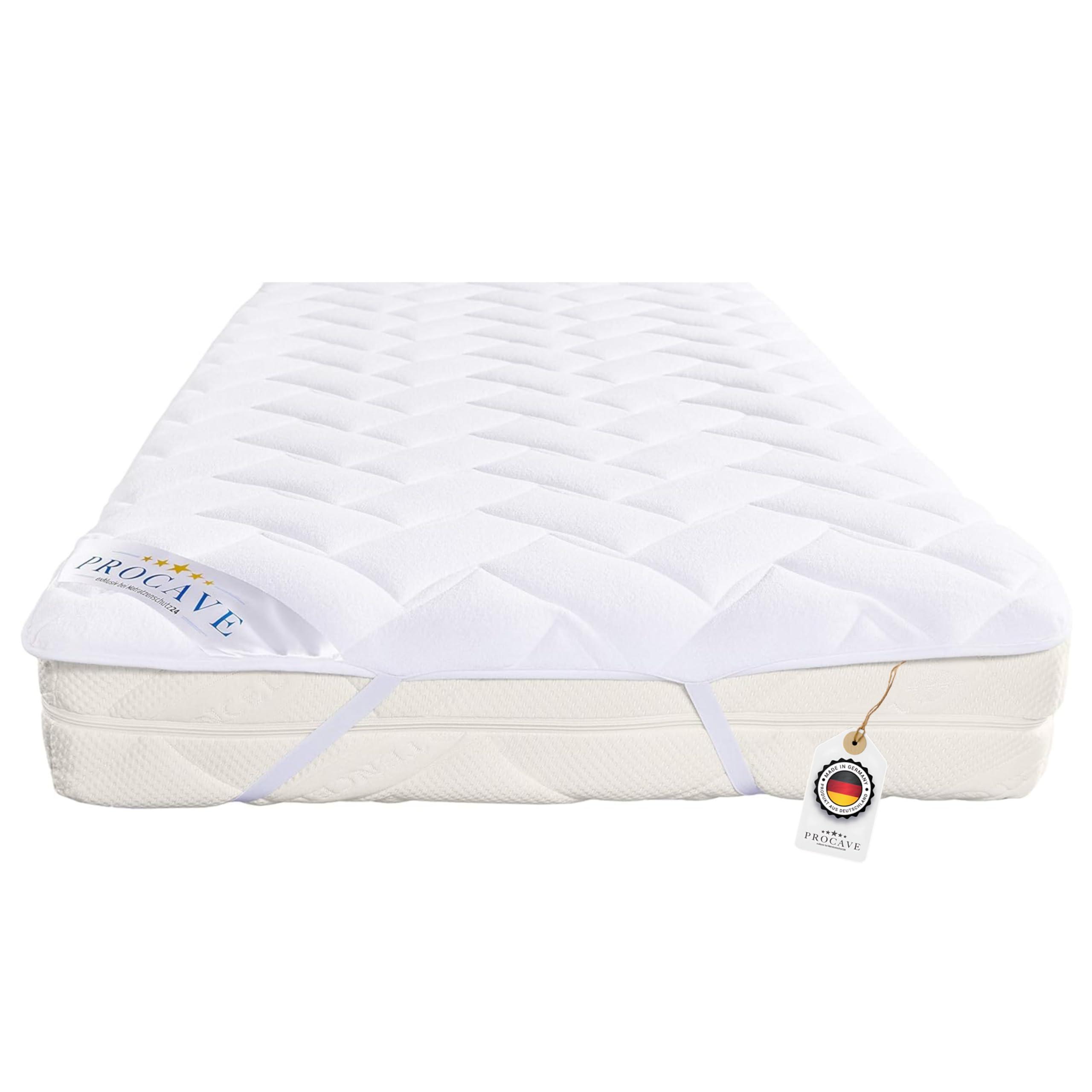 PROCAVE 1810-1811-1812 Protège-Matelas surpiqué, Tissu éponge, Weiß, 100x210 cm