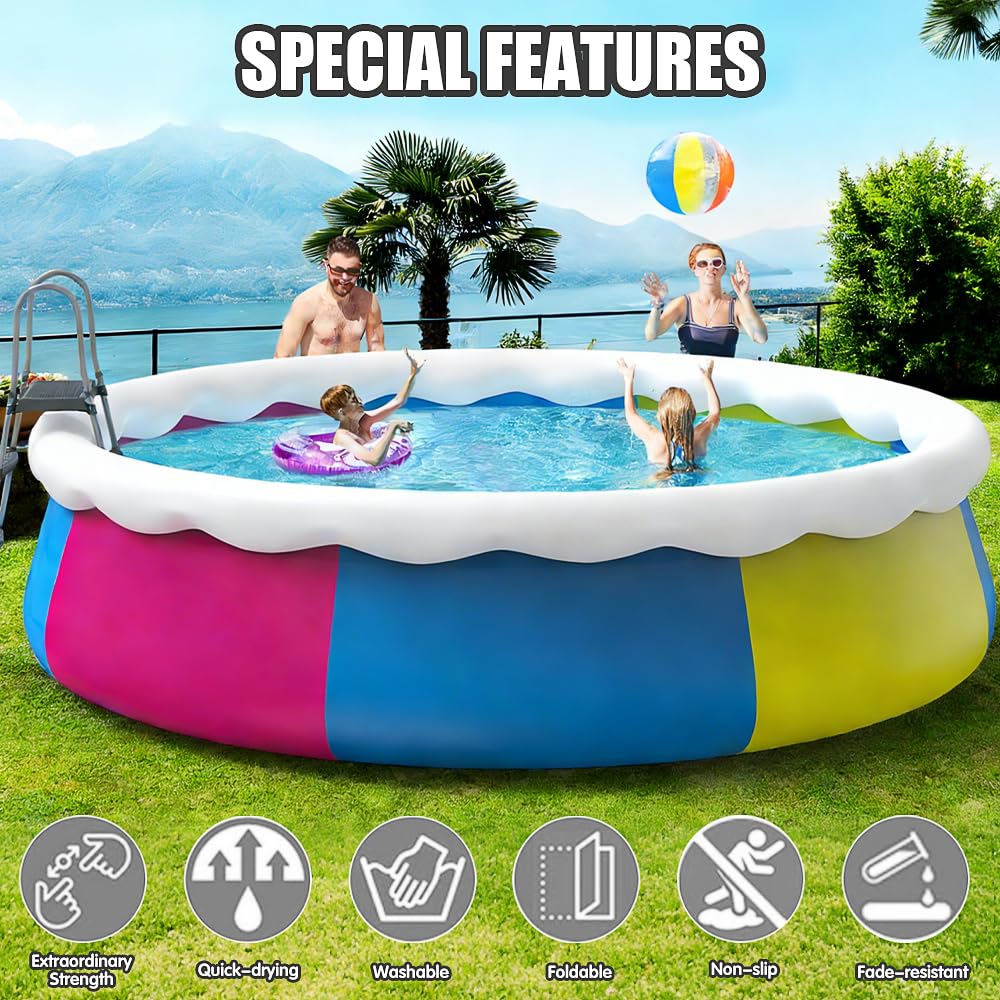 Base de Piscina Redonda,12ft/366cm Lona De Suelo para Piscina,Tapiz Suelo Piscina,Antideslizante, Resistente A La Rotura, Alfombrilla Protectora para El Suelo De La Piscina Negro
