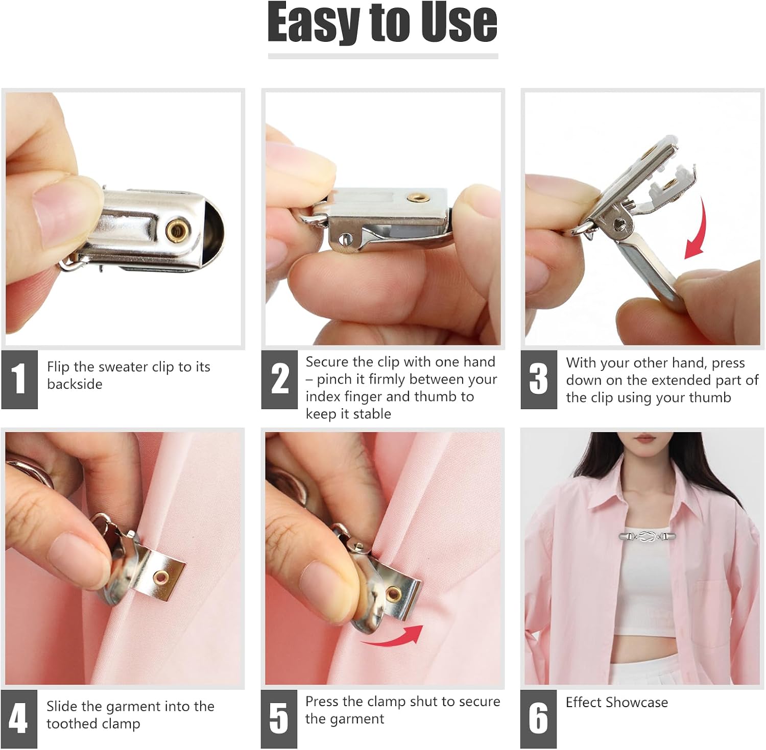 2 Pcs Waist Cincher & Shirt Clip Retro Dress Cinch Clips for Shawl,Cardigan,Sweater,Clothes&Pant Tightener Clip