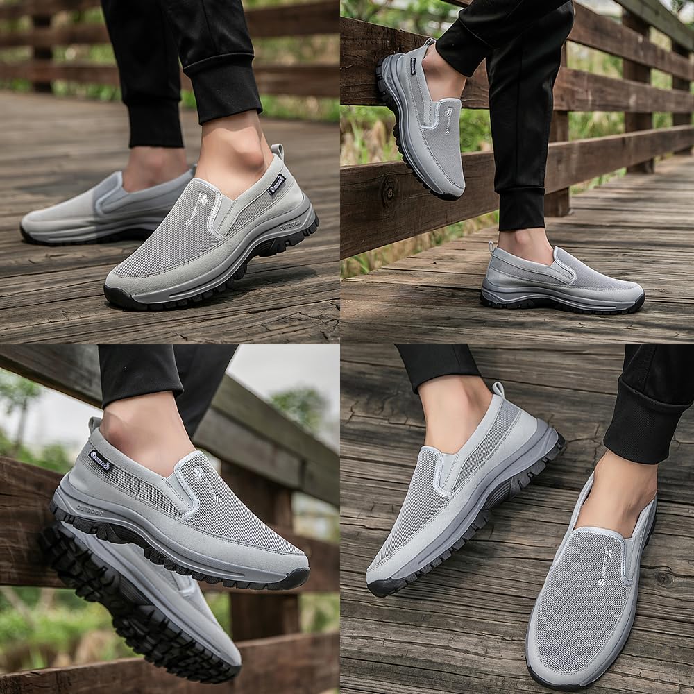 Wanderschuhe Herren Orthopädische Schuhe Atmungsaktiv Freizeitschuhe Slip-on rutschfeste Leicht Sportschuhe Stoßdämpfung
