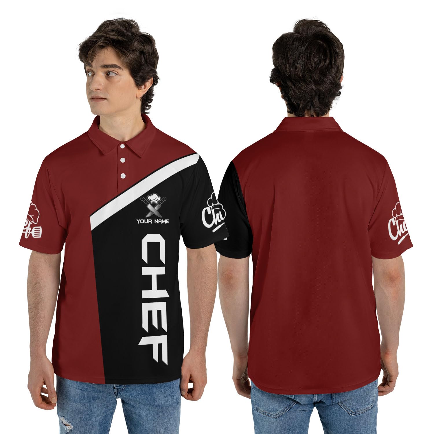 Personalized Chef 3D Polo Shirt, Custom Chef 3D All Over Print for Men Women, Gifts for Chef, Chef Uniform, Chef Shirt (PL37)