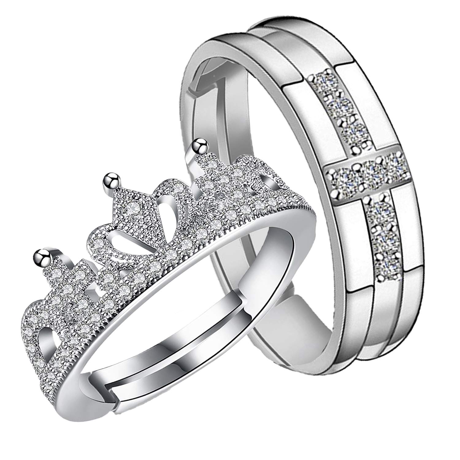 Valentine Gift Proposal Couple Ring Set with Cubic Zirconia for Men and Women (PAFRCO1103031PR)-image-21