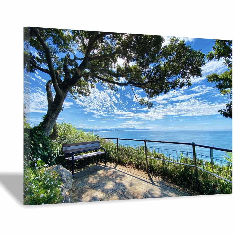 HUYEEI Landscape Wall Art Viewsing pavilionss Modern Canvas Print On Artwork, Suitable for living room, bedroom, for Kids Room Decoretc.(blue)-70x100cm Framed