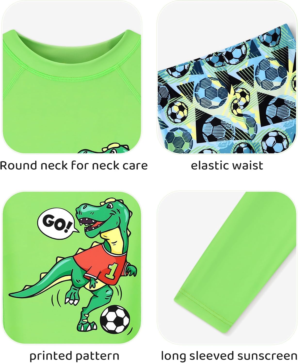 Boys Two Piece Rash Guard Swimsuits Kids Long Sleeve Printed Swimwear Sets Quick Dry Bathing Suit Boys 4-12 Years - Image 2