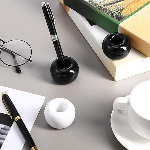 Miniatura 3 de 3 soportes de cerámica para bolígrafos, elegante soporte para cepillos de dientes de cerámica para encimeras de tocador de baño, soporte para
