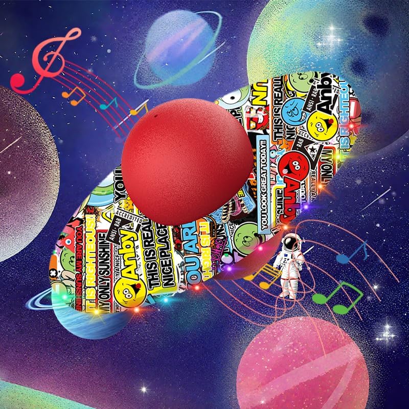 Anby Colorful LED Light Up Pogo Ball with Music - Fun Balance Trick Bounce Board Jumping Ball Toy for Kids, Perfect for Outdoor & Indoor Play, Gift for Boys and Girls Up to 200 lbs Easter (red)