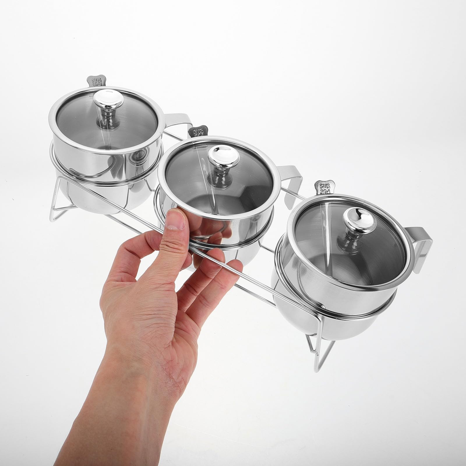 Gewürzgläser Silber Luftdicht Verschließbar mit Griffen und Löffel aus Glas und Edelstahl für Salz Zucker und Gewürze für Küche