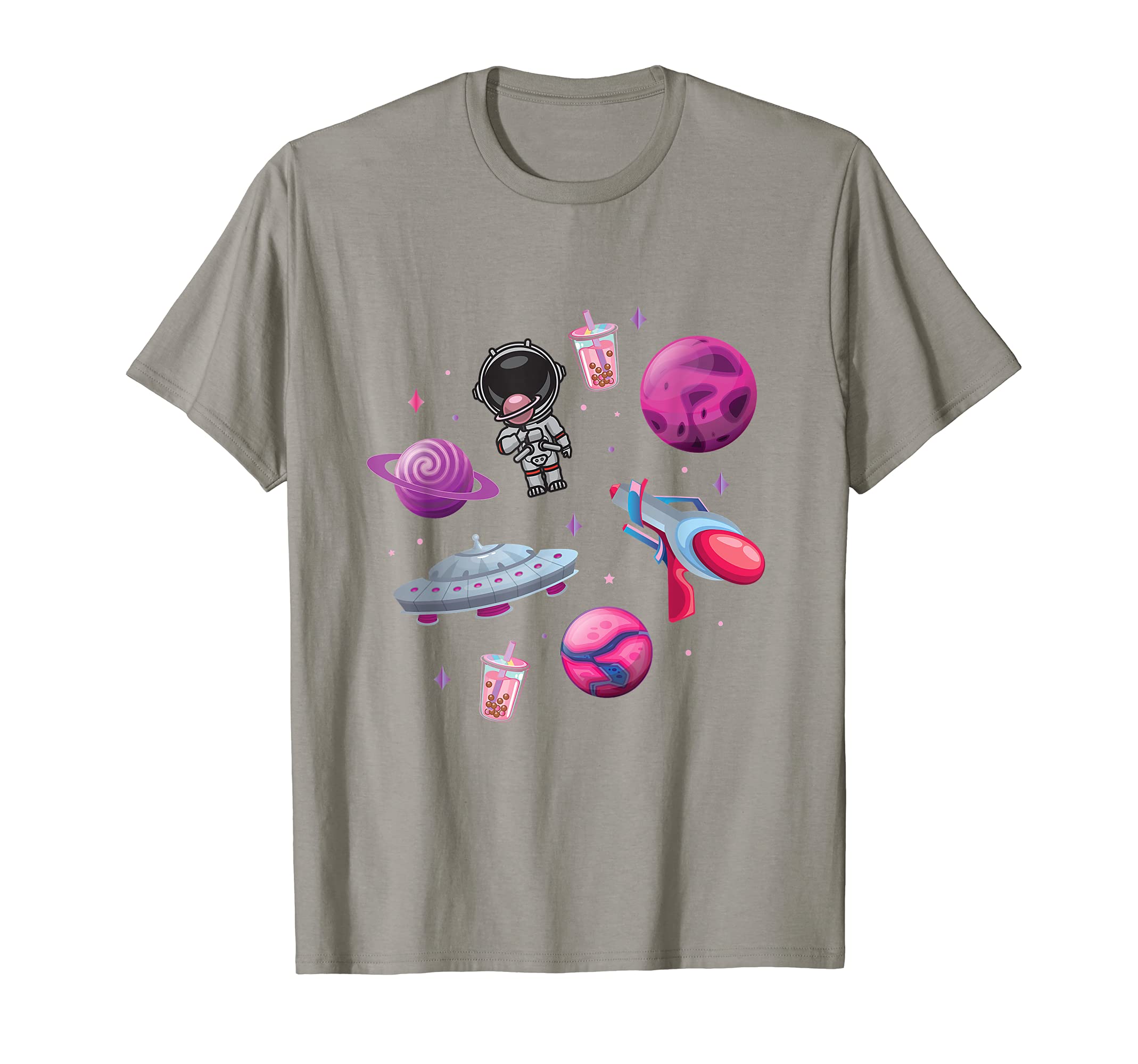Astronaut Spaceship Planet Blaster Gun Soda Pop Galaxy Space T-Shirt