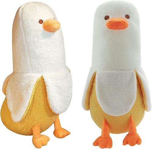 Peluche de pato de plátano de 13.7 pulgadas, lindo animal de peluche de plátano, almohada larga de felpa de pato plátano, divertida almohada para