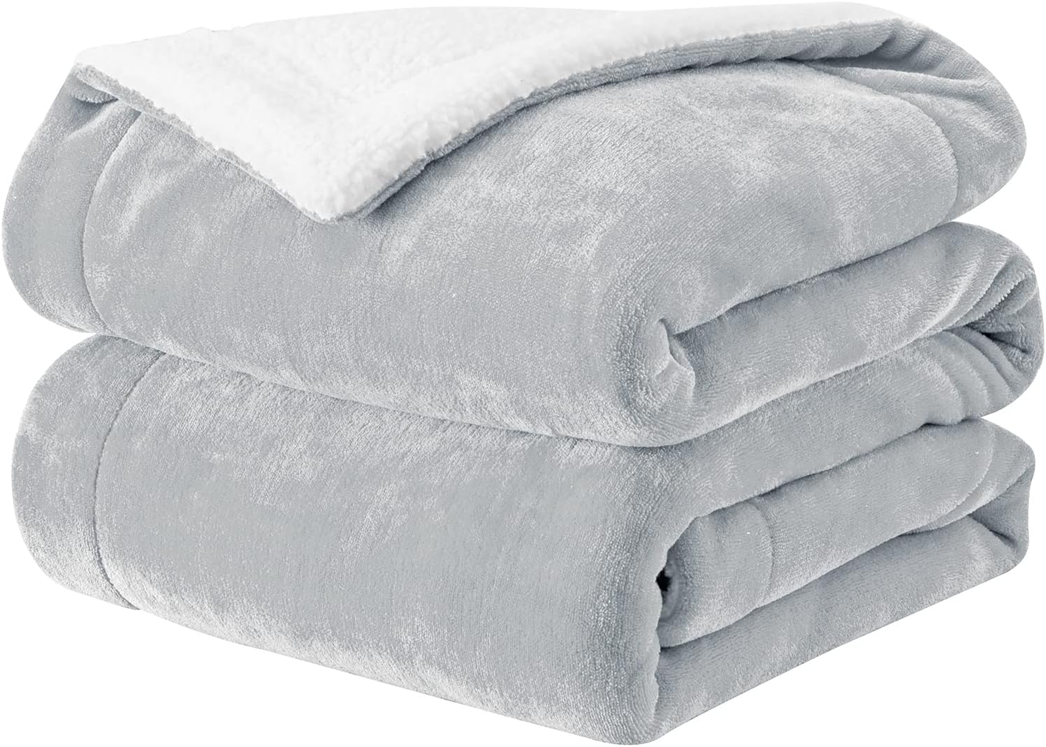 SE SOFTEXLY Grey Sherpa Blanket for Bed, Fuzzy Fluffy Flannel Plush Blanket Twin