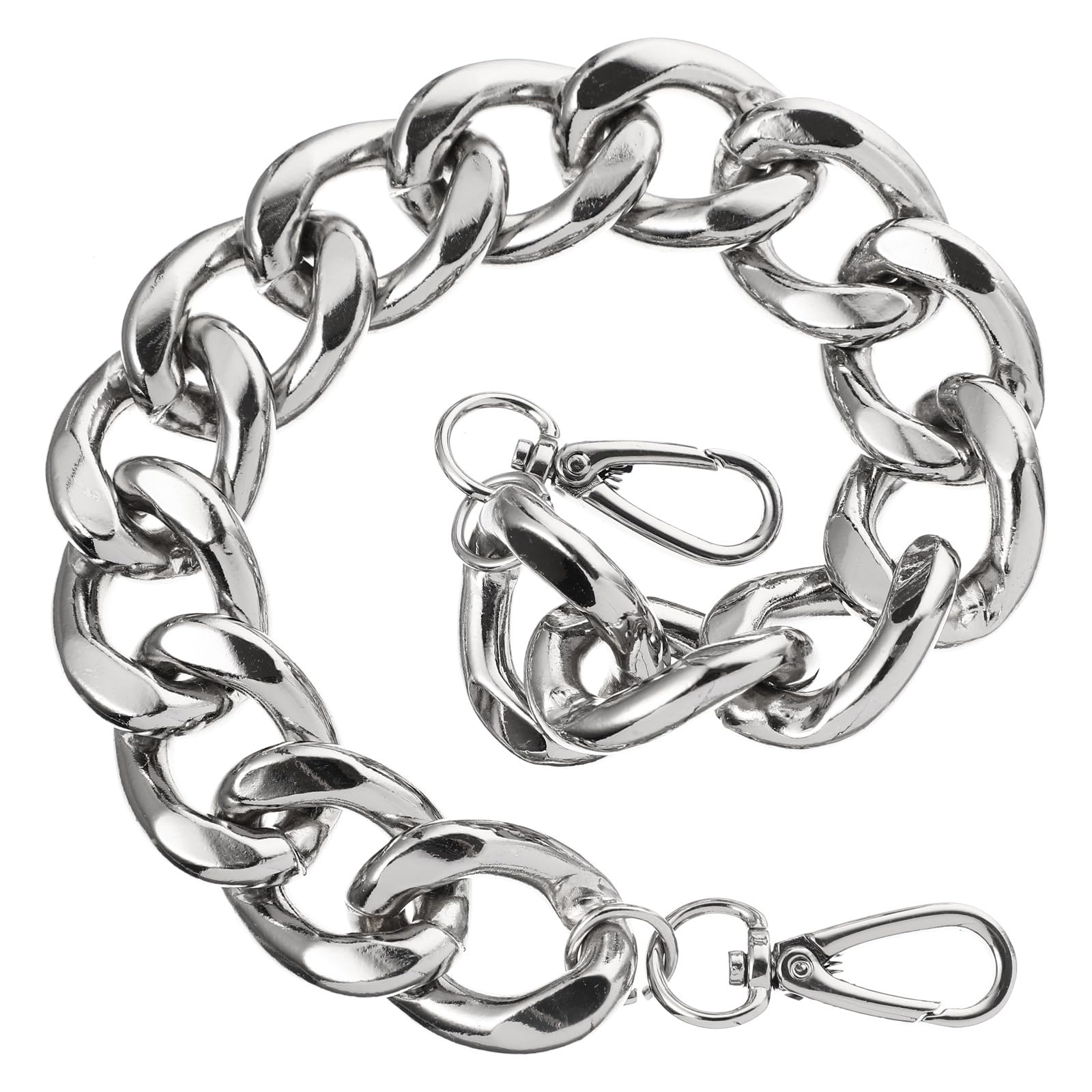 Chaîne en métal argenté 27mm d'épaisseur finition miroir pour sac
