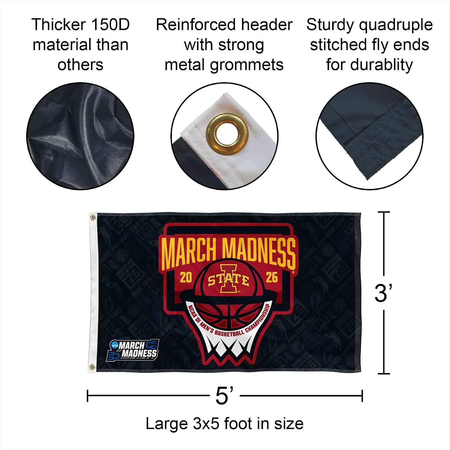 Iowa State Cyclones 2026 March Basketball Madness 3x5 Grommet Flag