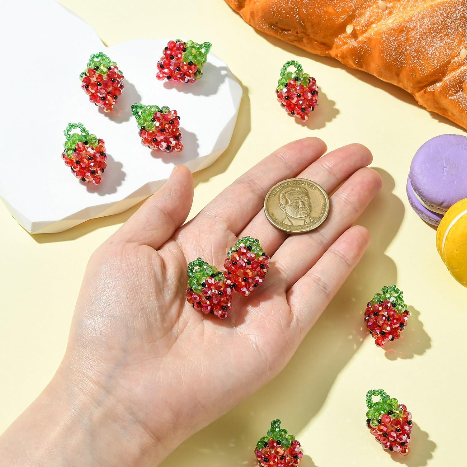 DanLingJewelry 10Pcs Red Strawberry Glass Seed Bead Charms Handmade Beaded Fruit Dangle Charms for DIY Jewelry Necklaces Earrings Making - Image 6