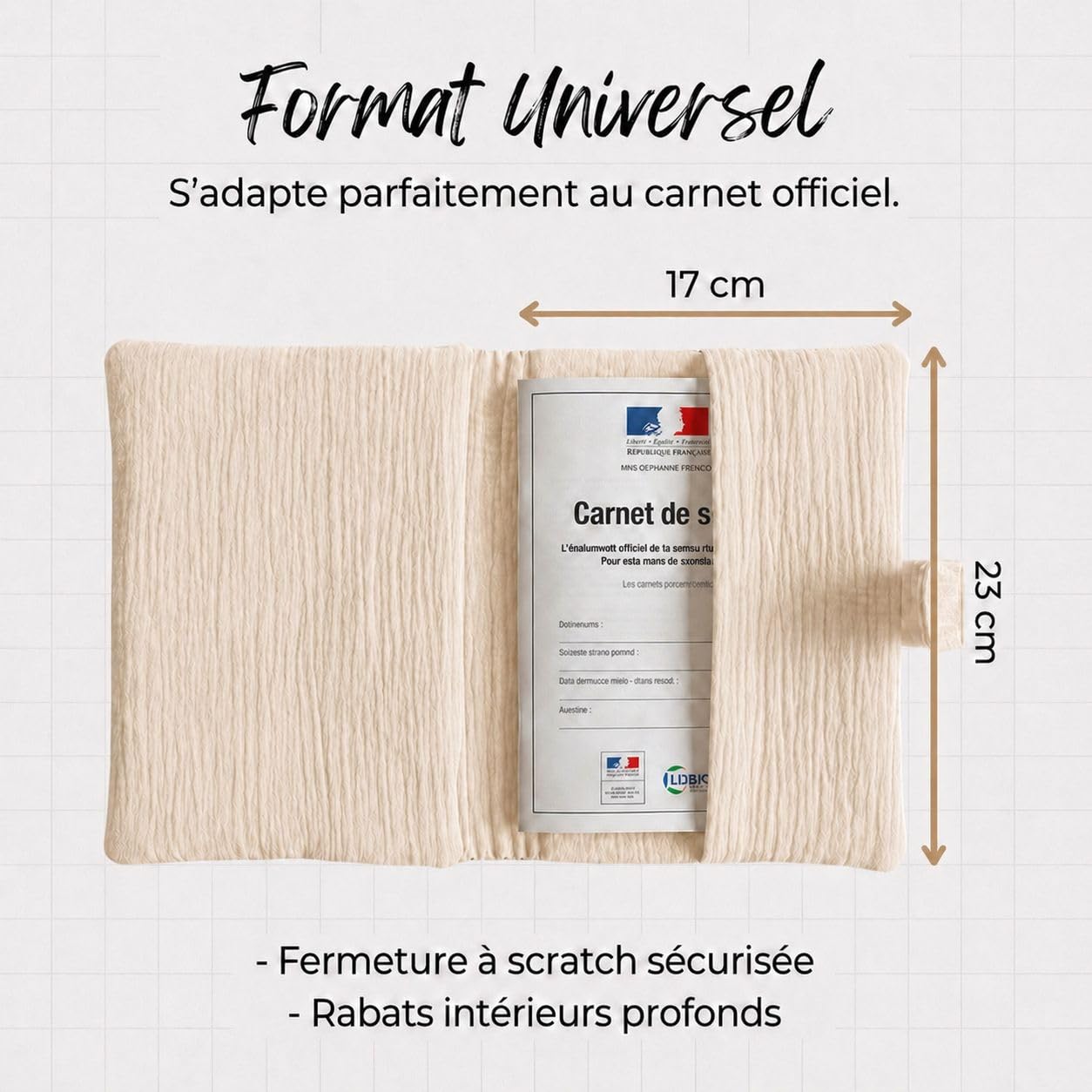 Protège Carnet de Santé Personnalisé Bébé – Prénom Personnalisable – Cadeau Naissance Original – Anniversaire, Noël, Toutes Occasions – Fabriqué en France – Beige