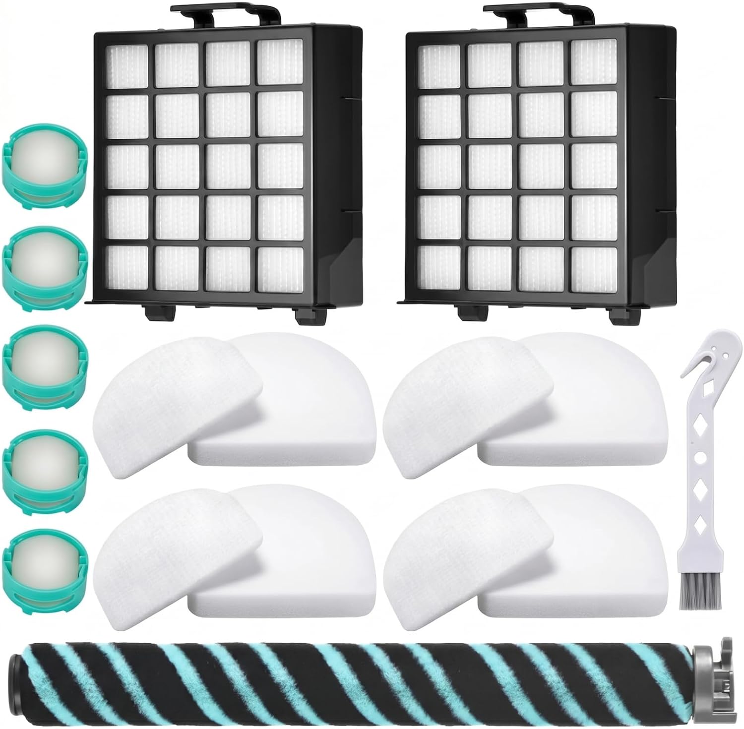 Vacuum Filter Replacement Kit for Shark Power Detect AZ4000, AZ4002,17 Pack | Fits AZ4000C/AZ4002W: 1 brushroll, 2 high-efficiency filters, 4 foam, 4 felt, 5 odor neutralizer cartridges, 1 cleaning brush