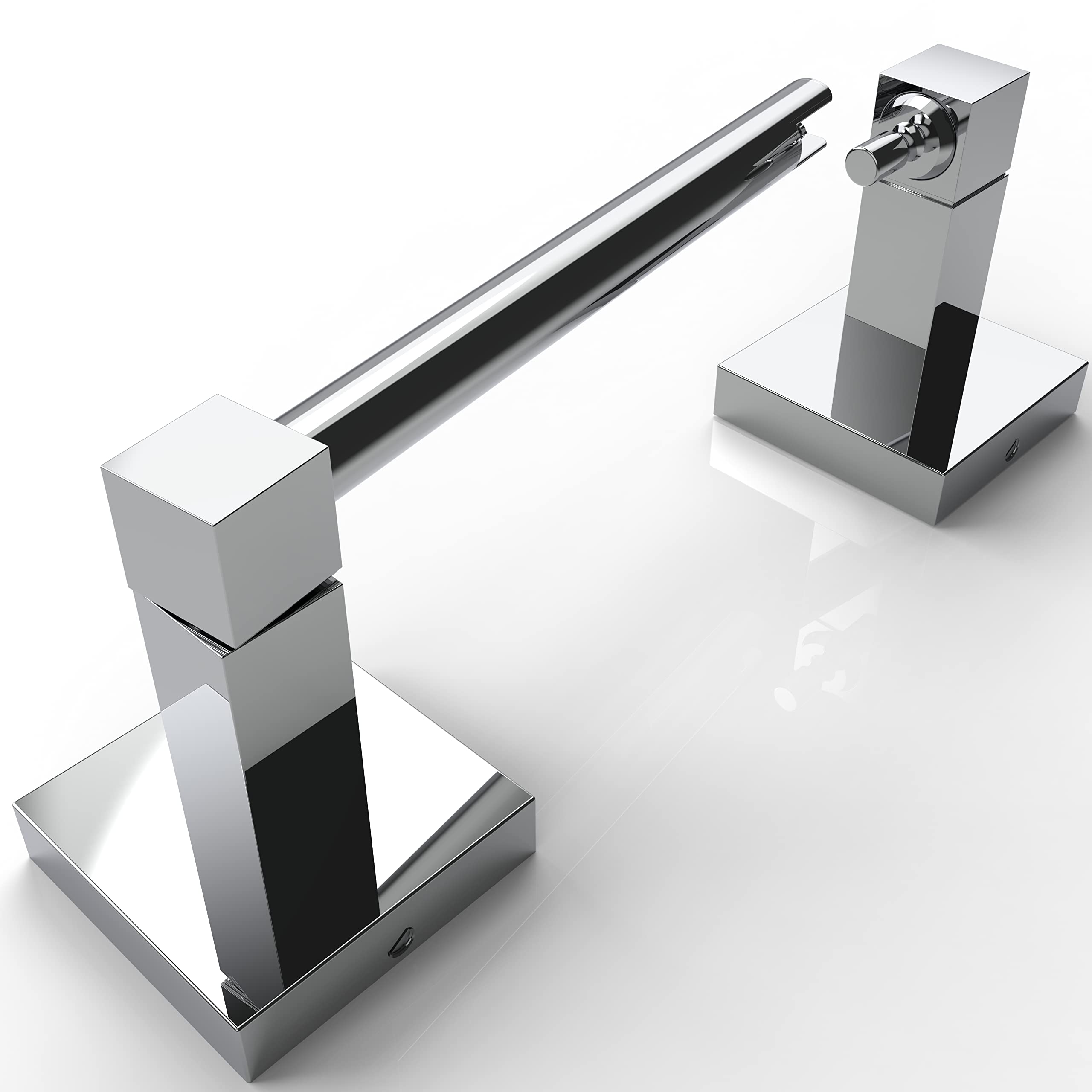 WZRUA Toilet Roll Holder Wall Mounted, Drilling Double Post Pivoting Roll Holder