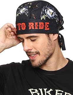 Unisex Polyester Helmet Skull Caps for Bikers Sweat Cooling Skull Cap Headwrap,Bandana,Durag,Patka,Head Wear for Cycling & Running