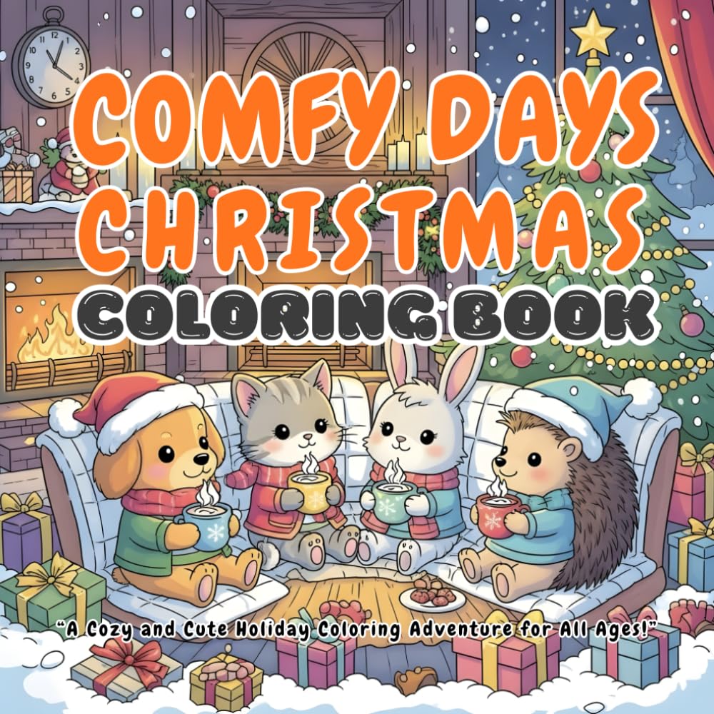 Comfy Days Christmas Coloring Book: Cute and Cozy Holiday Coloring Adventure for Kids and Adults | 52 Adorable Winter and Christmas Scenes for Relaxation and Festive Fun