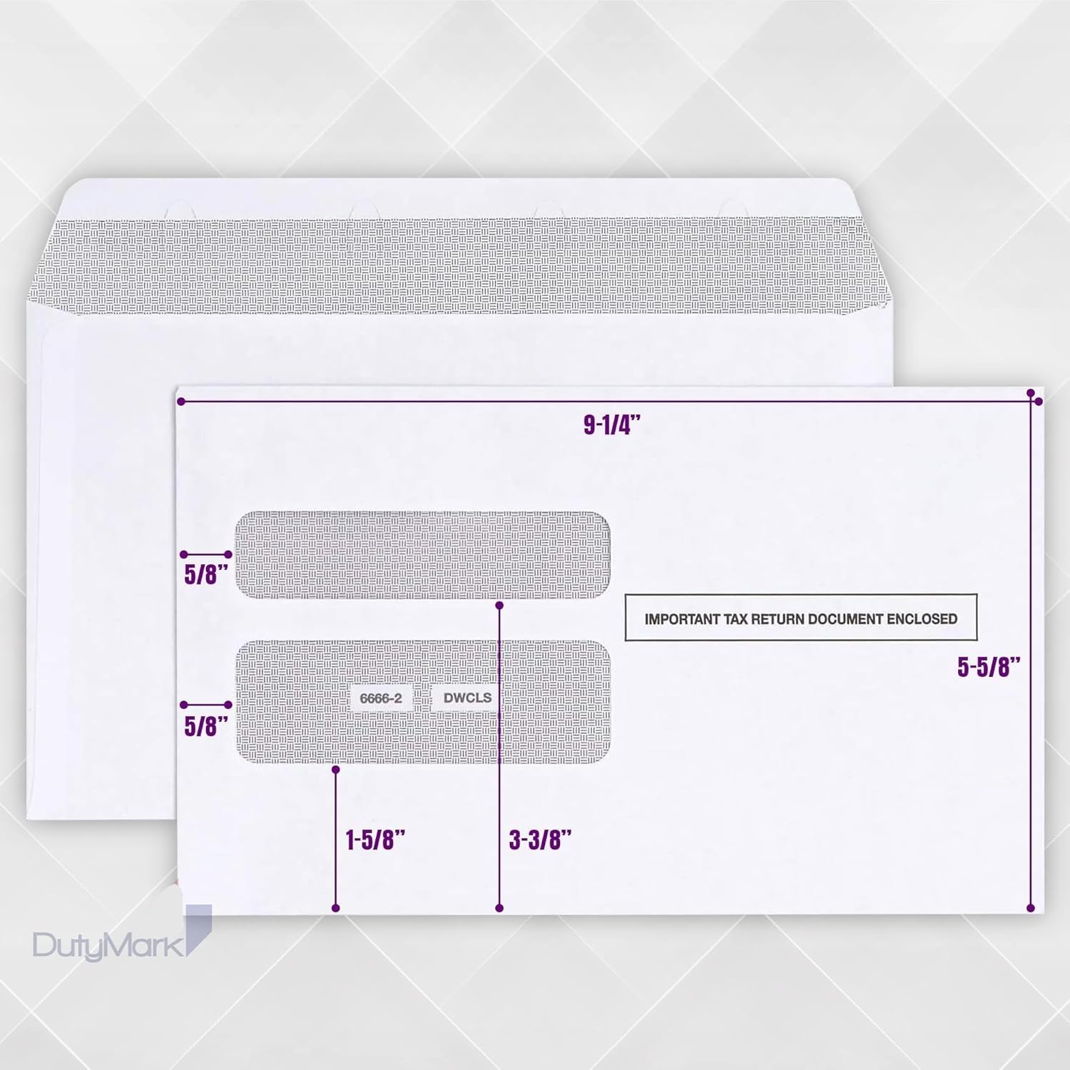 100 sobres W2, sobres de seguridad de doble ventana para formularios de impuestos W-2, diseñados para formularios láser W2 impresos, para escritorio QuickBooks y otros programas de impuestos, 5 5/8 x