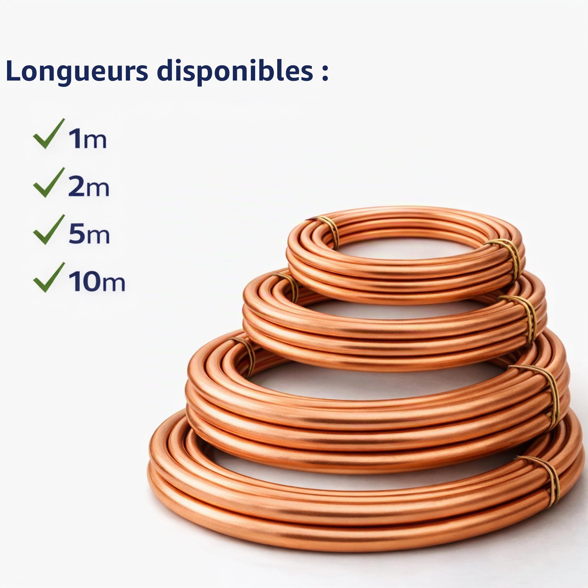 Microbore Tuyau en cuivre flexible spiralé pour installations d'eau/gaz/plomberie et bricolage (10 mm, 2 m)