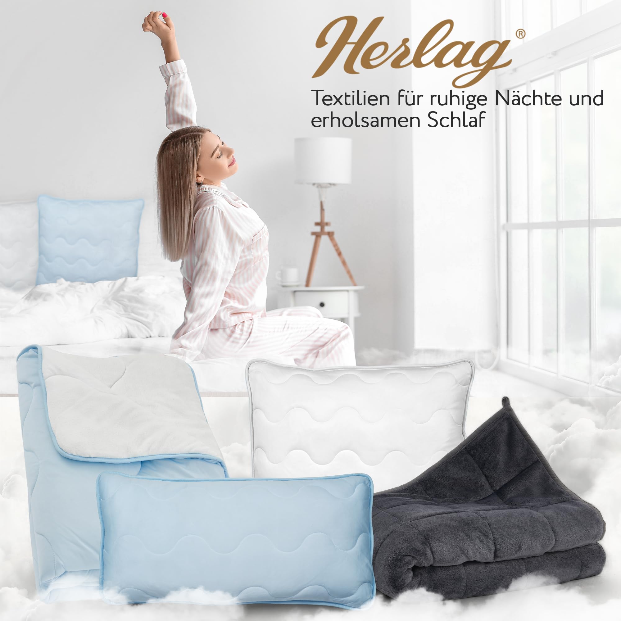Herlag Gewichtsdecke 6 kg 135x200cm - Schwere Decke zum Schlafen - Anti-Stress Therapiedecke - Gewichtete Bettdecke für Erwachsene & Jugendliche - Körpergewicht 40-90kg