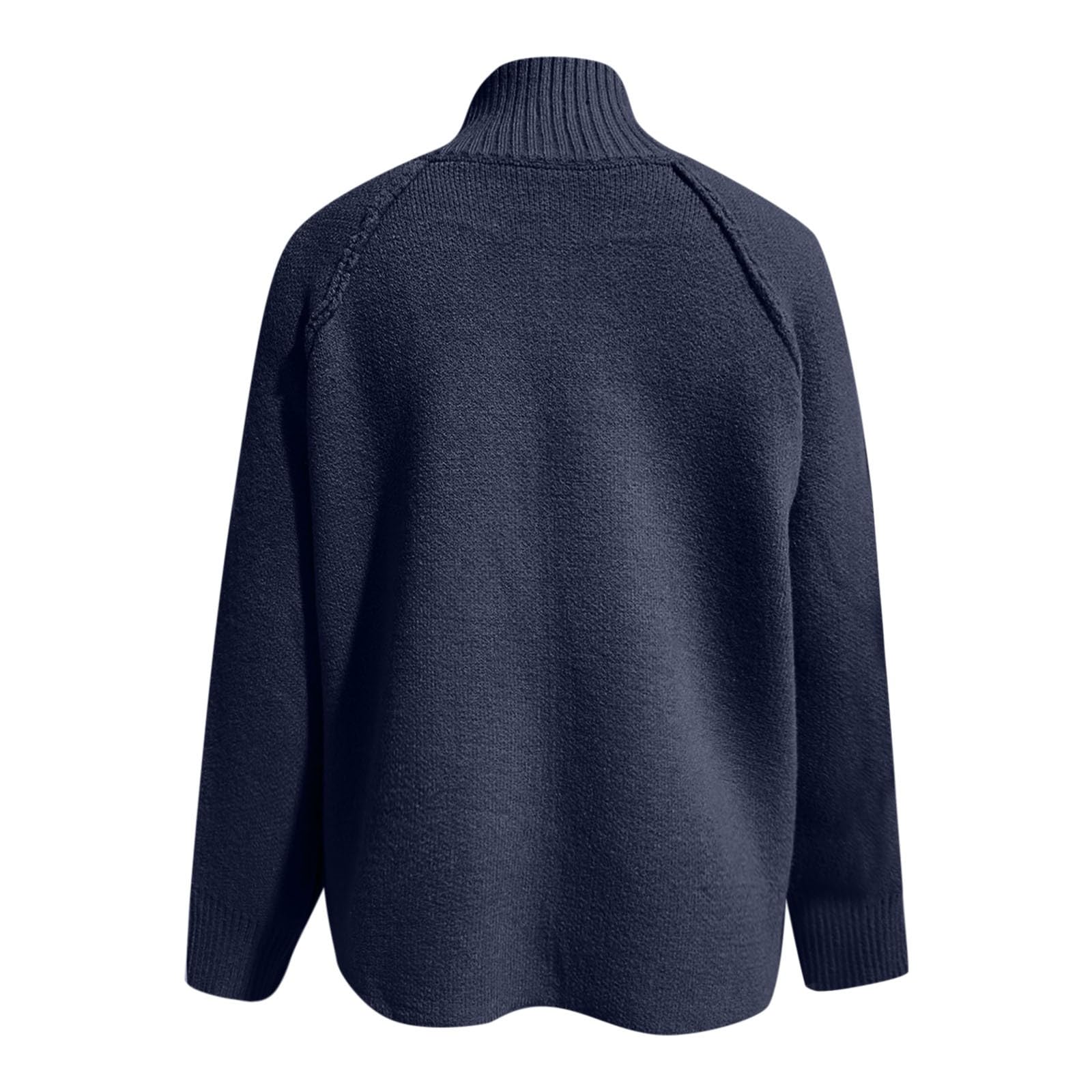 Maglione da donna, casual, con cerniera, cardigan, collo alto, maniche lunghe, morbido, caldo, vestibilità larga, top per l'inverno