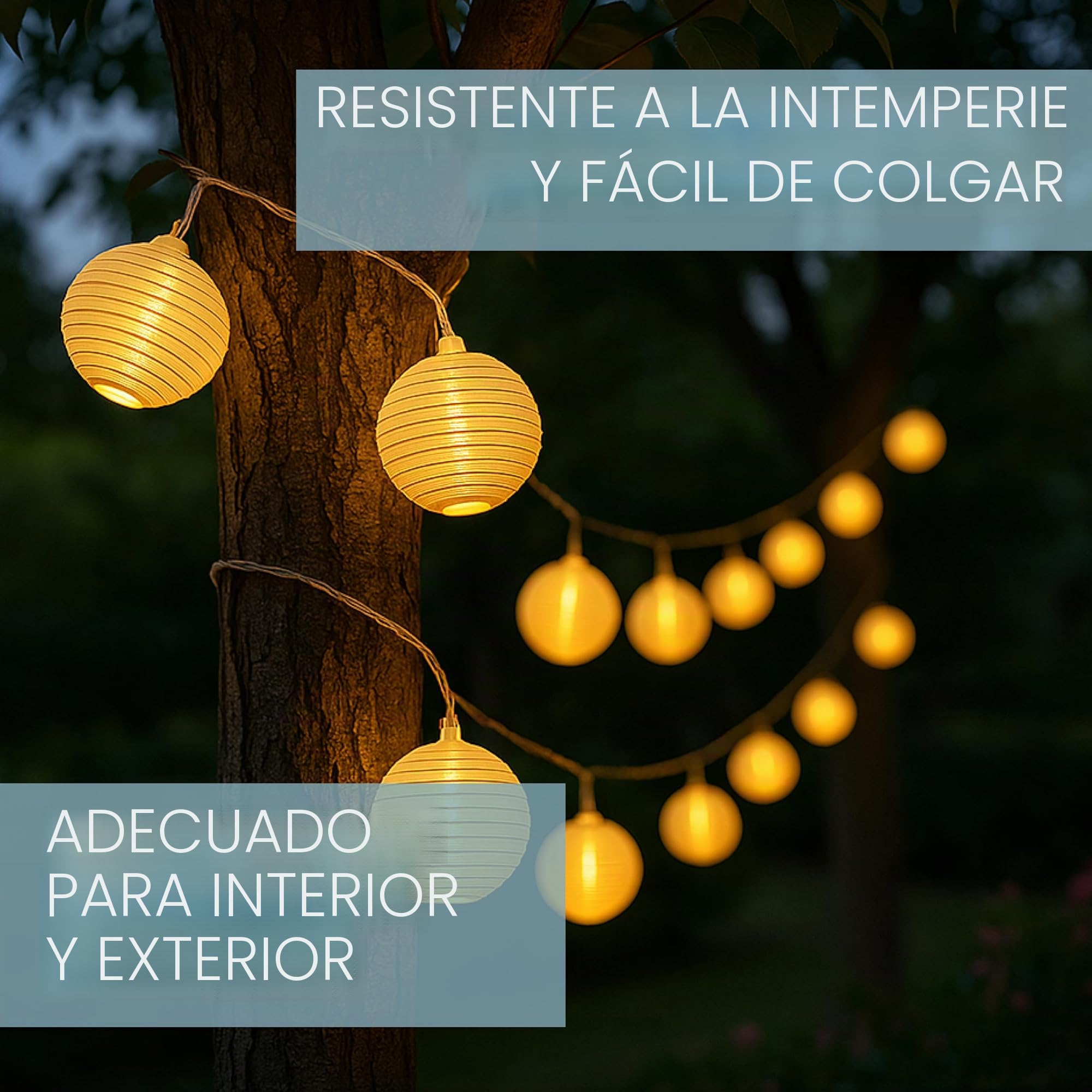 CozyHome Guirnalda luces exterior linternas - 20 linternas LED blanco cálido & 7m I Con enchufe I Luces decorativas habitacion Fairy lights decoracion Luz led hadas Luces led pequeñas Luzes navideñas