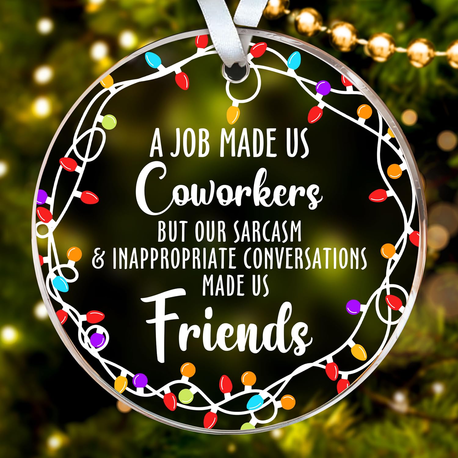 HEXMOZ Coworker Ornament - Christmas Coworkers Gifts for Work Besties, Work Friends - White Elephant, Funny Secret Santa Office Ideas for Women, Men -