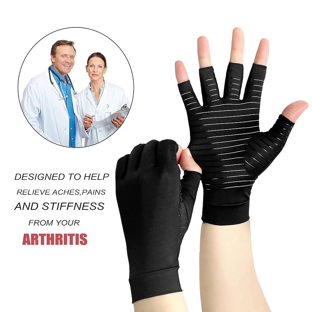 thumbnail image 2 of David Copper Compression Arthritis Gloves - Best Copper Infused Fingerless Gloves For Carpal Tunnel & Hand Pain Relief - Support For Men & Women (Large | Buy Now With Express International Delivery 2 of 13