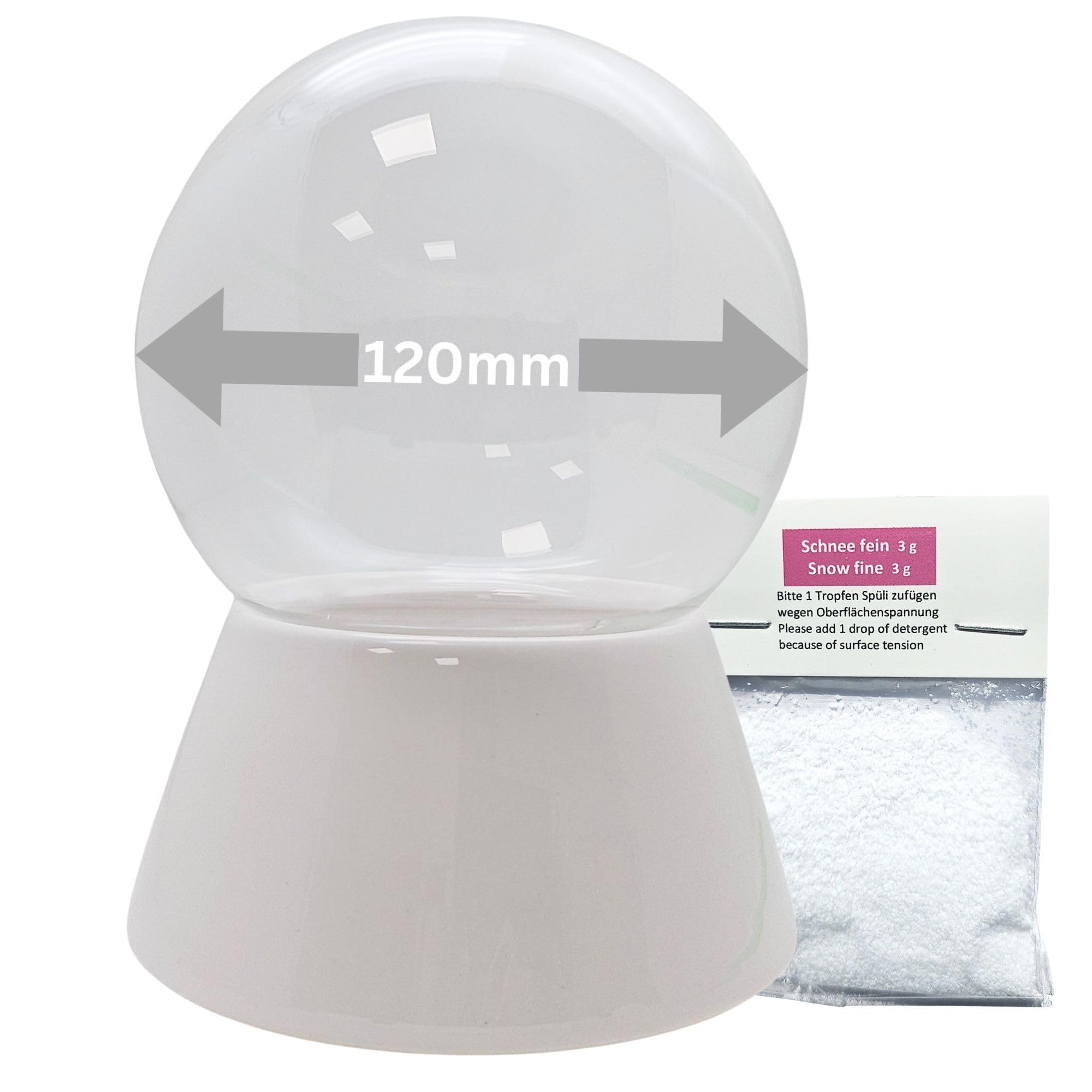 120 MM -Do-It-Yourself Snow Globe with glassglobe and porcelain base 40015