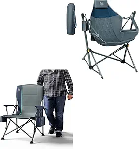 TIMBER RIDGE Hammock Camping Chair 300lbs & Oversized Folding Camping Chair High Back 500lbs
