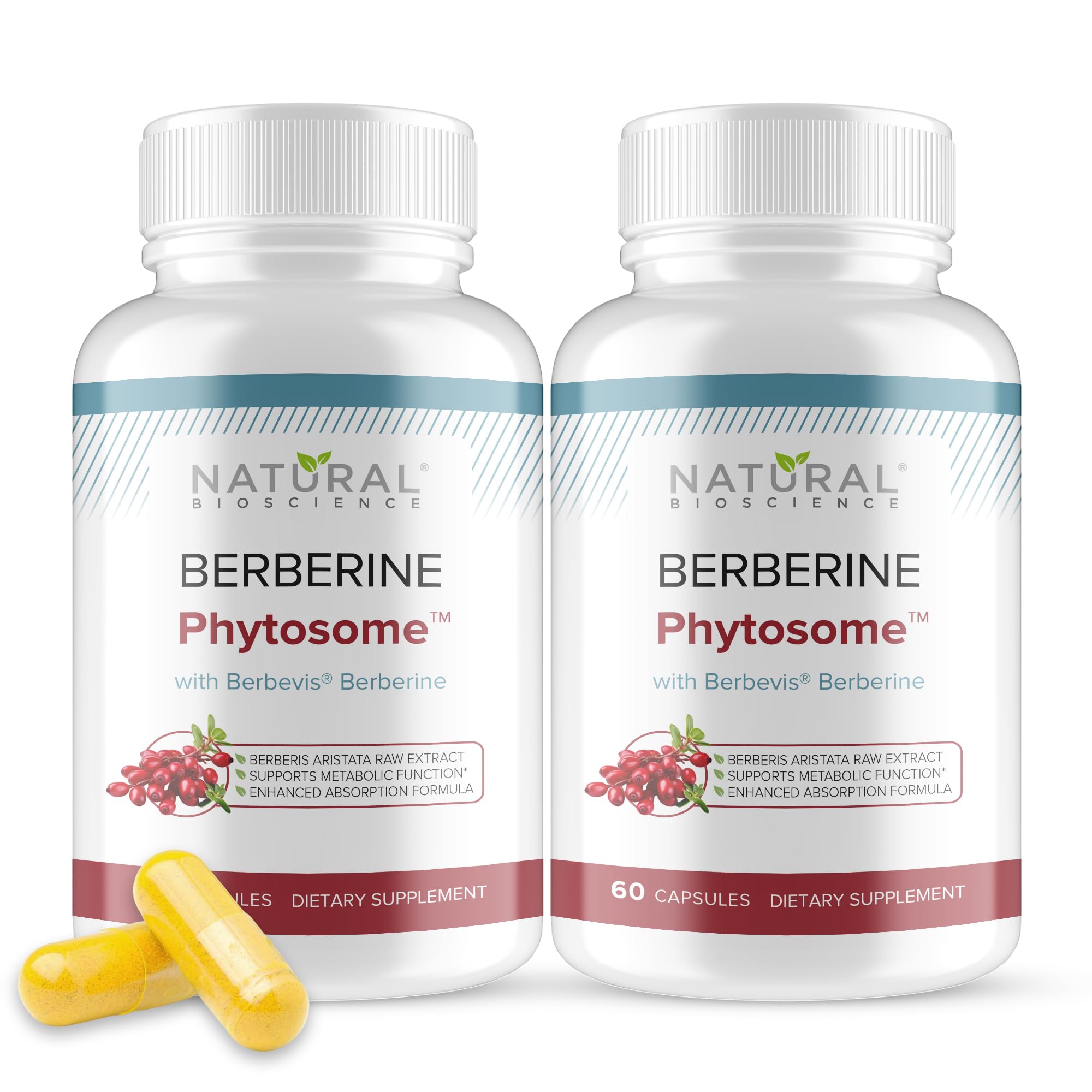 Berberine Phytosome with Berbevis, 550mg Enhanced Absorption Supplement for Metabolic Support & Heart Health, Highly Bioavailable Berberine Complex, Gluten-Free