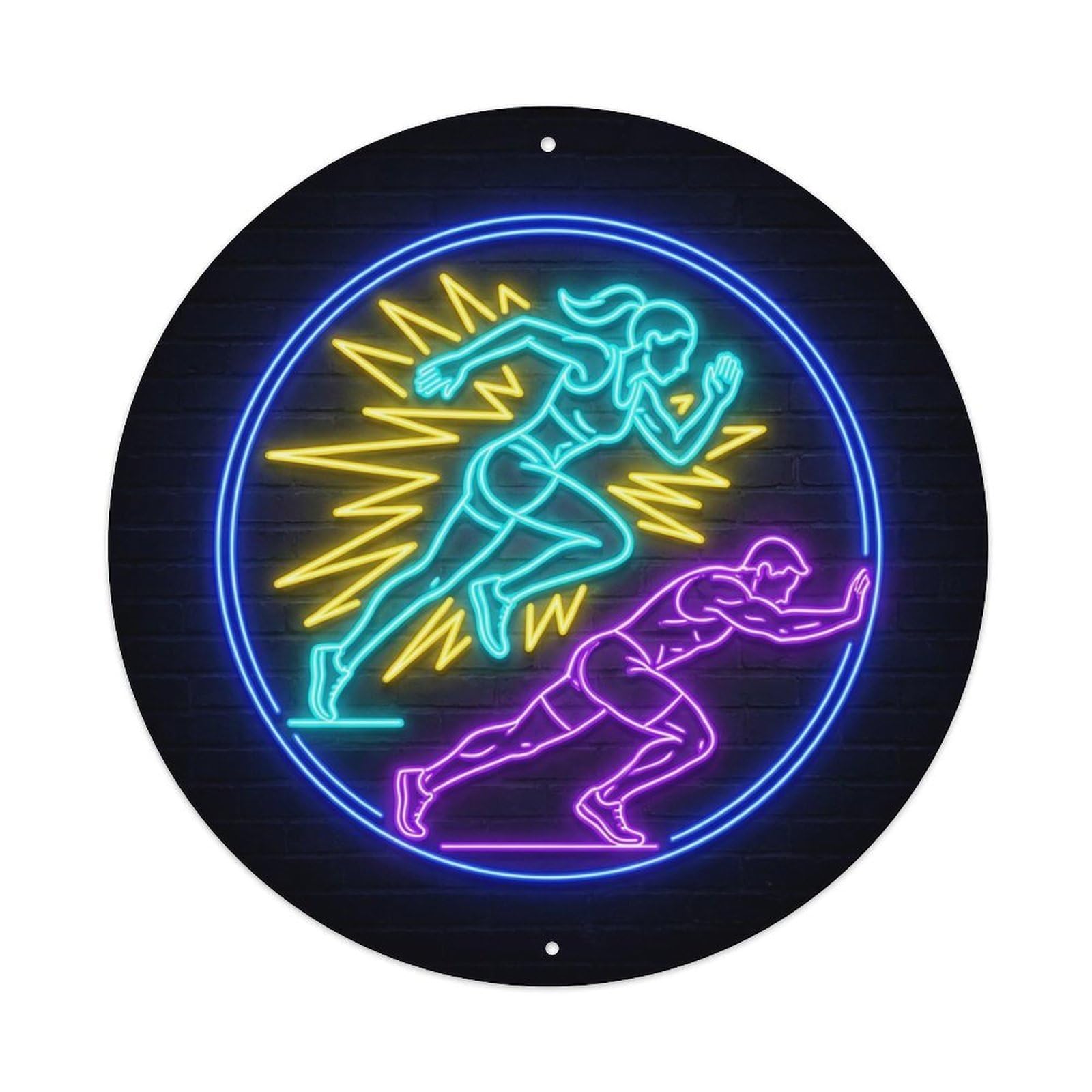 Vintage Faux Neon Gym Retro Bodybuilding Acceleration Metal Tin Sign