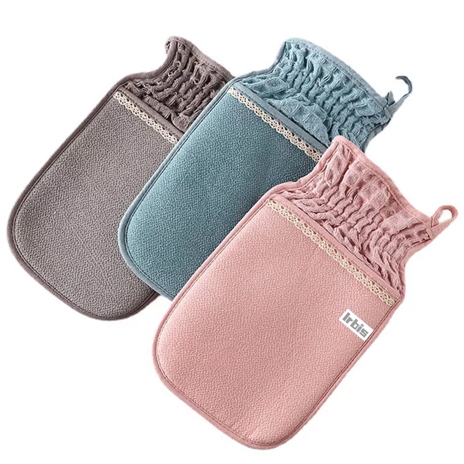 Irbis Guante exfoliante profundo, guante coreano, exfoliante, removedor de piel muerta, esponja de baño de doble textura y toallita, ideal para ducha, baño, eliminación de bronceado en aerosol o spa