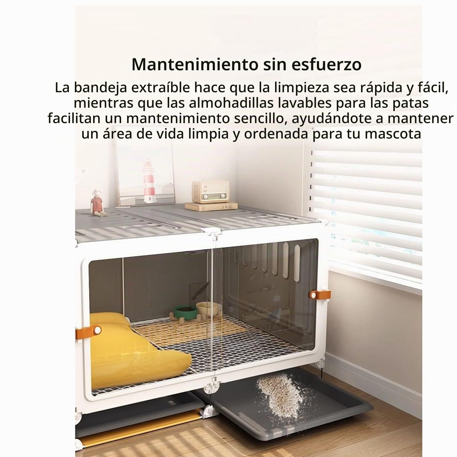Conejera de madera for cobayas, jaula for hámster, jaula for conejos, casa de un solo piso for animales pequeños, jaula de madera for cobayas con soporte extraíble(Black,105 * 45cm)