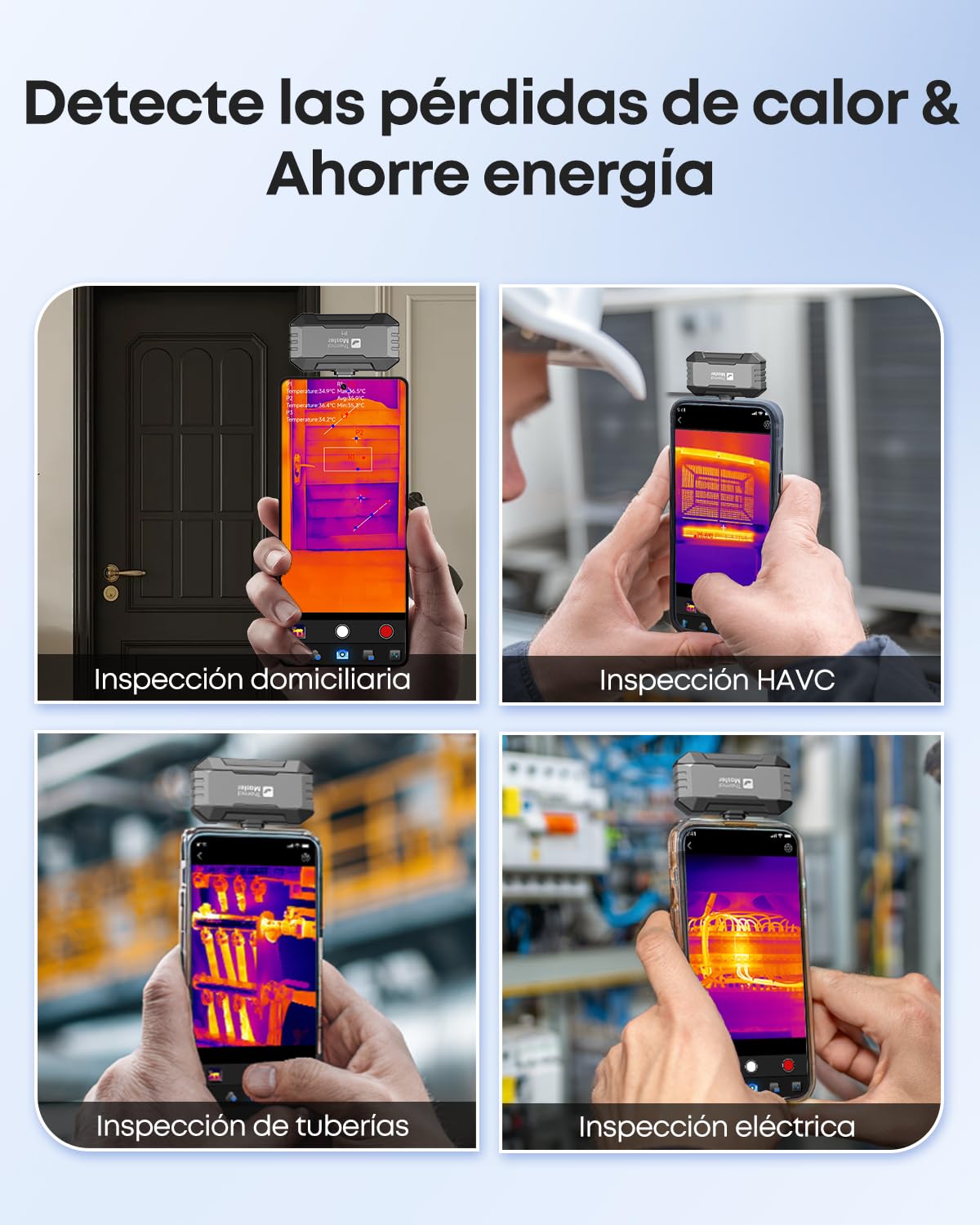 Thermal Master P1 Cámara térmica para iPhone 15/16 y cámara infrarroja Android con resolución Super IR 320 x 240, cámaras termográficas ± 2 ℃, precisión de inspección en casa, zoom 15x, Gris