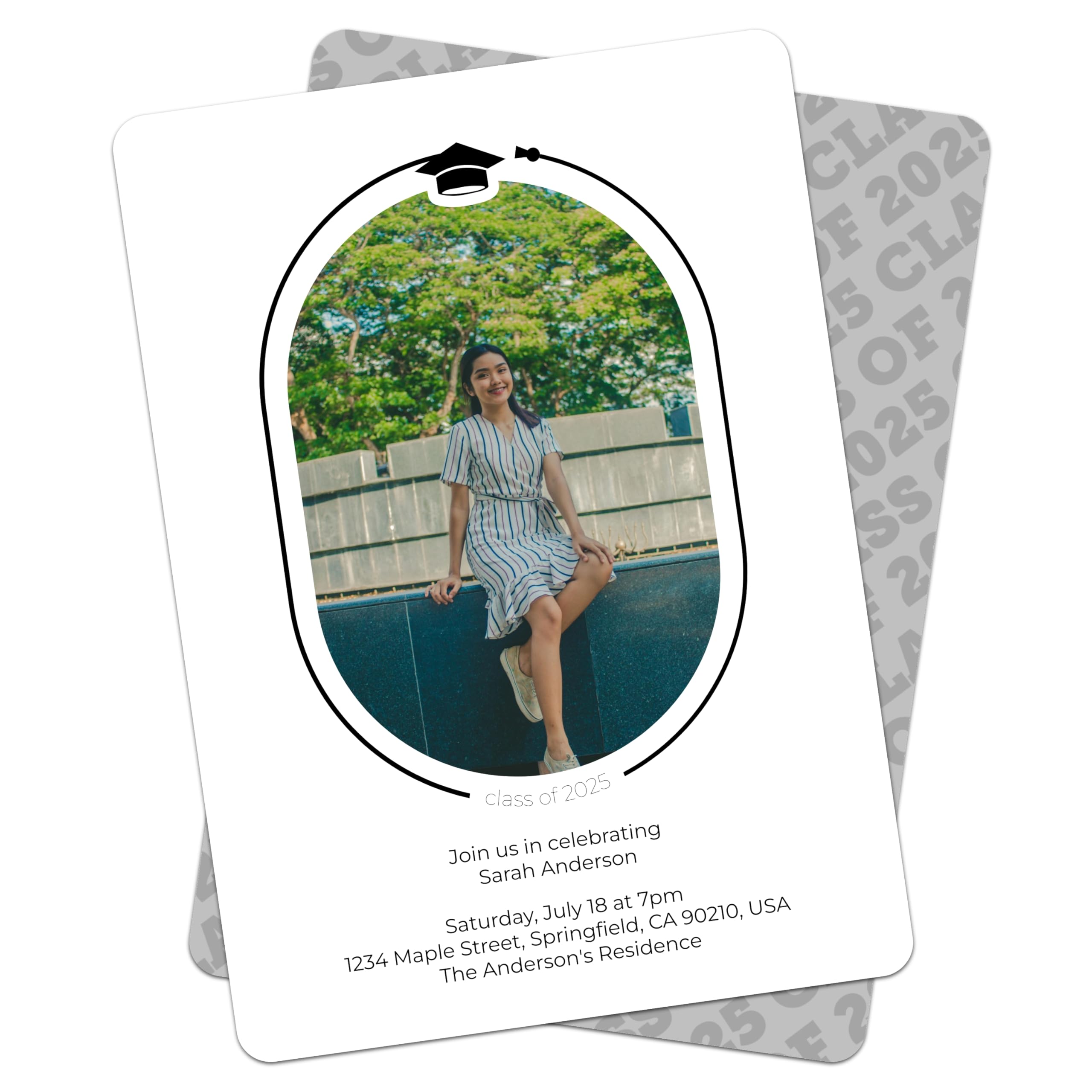 Bunny Badges Custom Graduation Invitations - Personalized Graduation Party Invites and Announcements (Cap & Tassel)