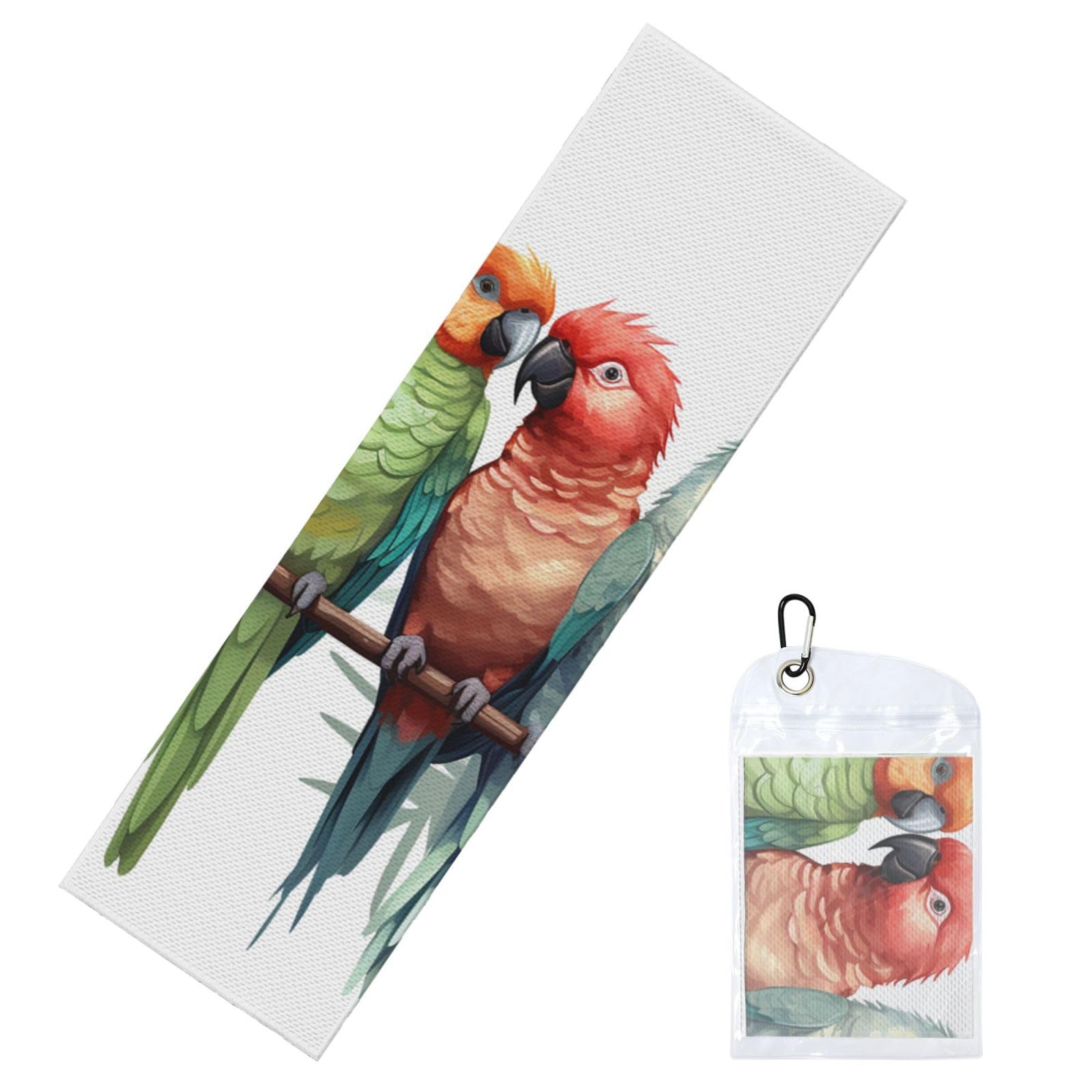 DWVTSLH Cooling Towel for Neck and Face, Colorful Parrots On Tree Ice Towel for Hot Weather, Soft Microfiber Chilly Towels with Waterproof Bag & Carabiner, Breathable Workout Towels 40"x12"
