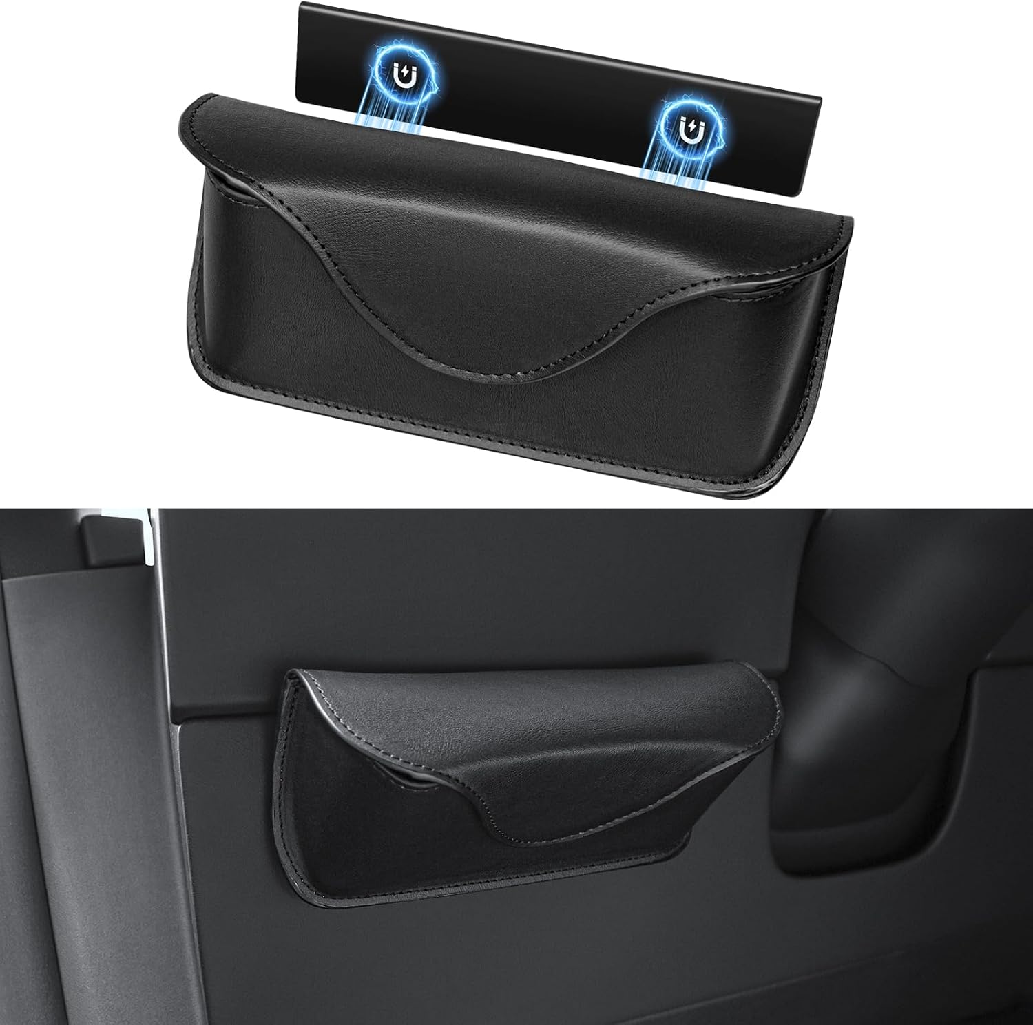Sunglasses Holder for Tesla Model Y/YL, Model 3 Accessories (Leather)