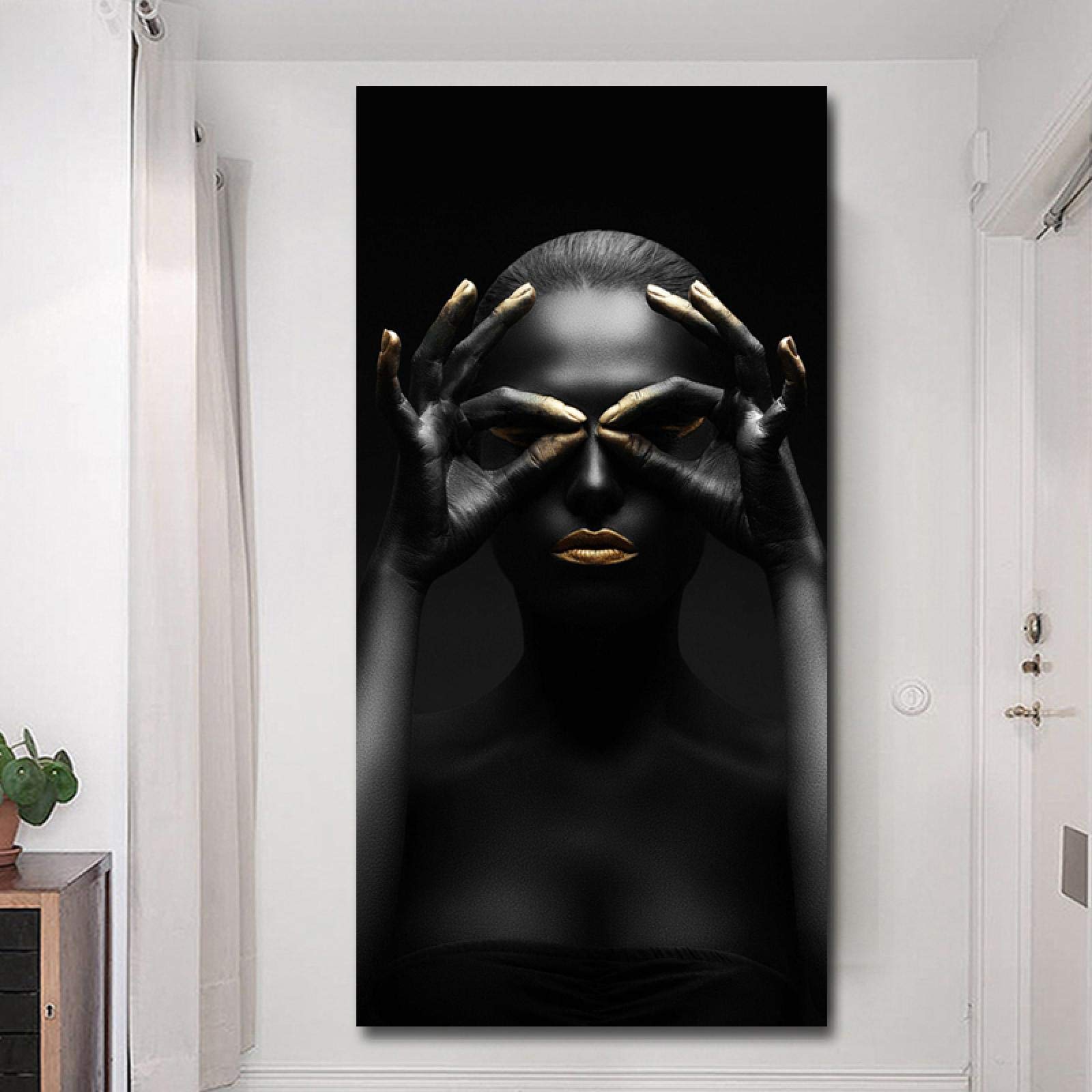 Cuadro de mujer negra moderna para decorar paredes grandes de salones 8