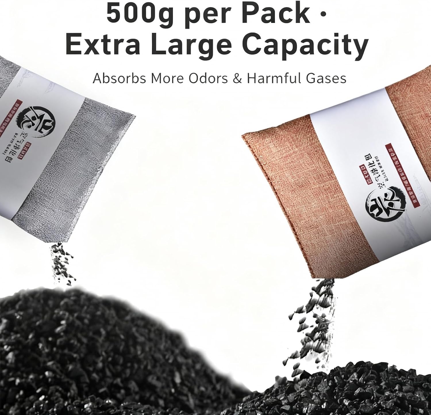 500g Activated Charcoal Air Purifying Bag, Natural Odor Absorber,Natural Smell Deodorizer, Car Air Freshener Bag, Car Air Odor Remover Absorbers for Car, Home, Bedroom, Closet (Grey,5Pcs)