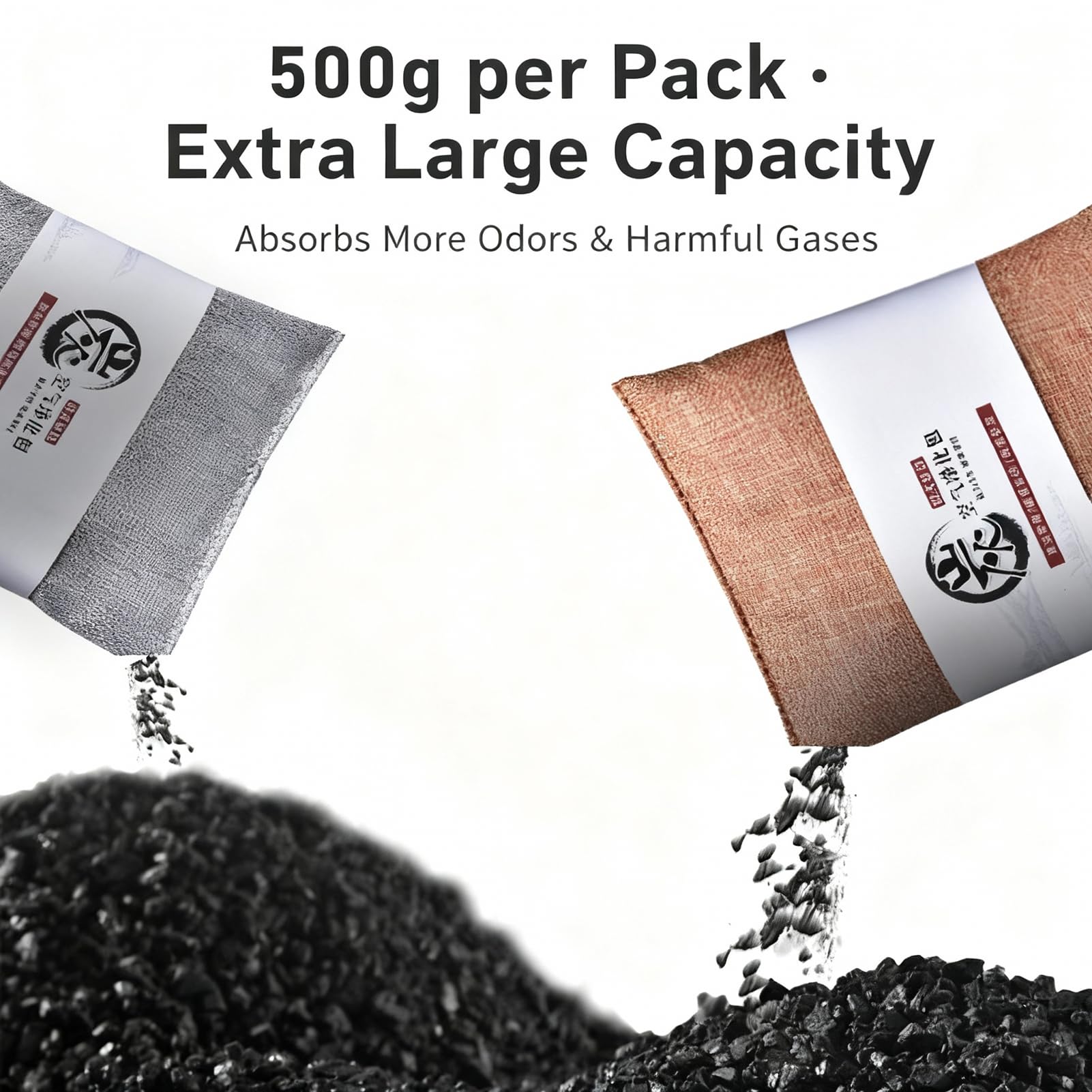 Bolsa purificadora de aire de carbón activado de 500 g, absorbente de olores natural, desodorante de olor natural, bolsa de ambientador de coche, absorbentes de olores de aire para automóvil, hogar