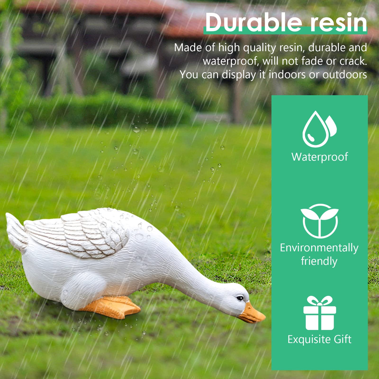 HIAME Garden Decoration Figures Cute Duck Sculptures Ornament - Image 2